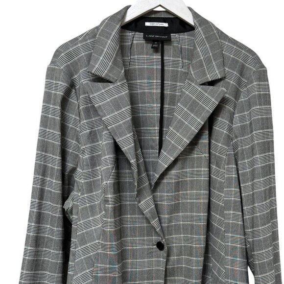 LANE BRYANT Boyfriend Blazer Plus Size 24 Black Glen Plaid Womens Jacket NWOT - Picture 7 of 10